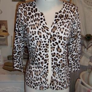 White House Black Market Leopard Print Sweater